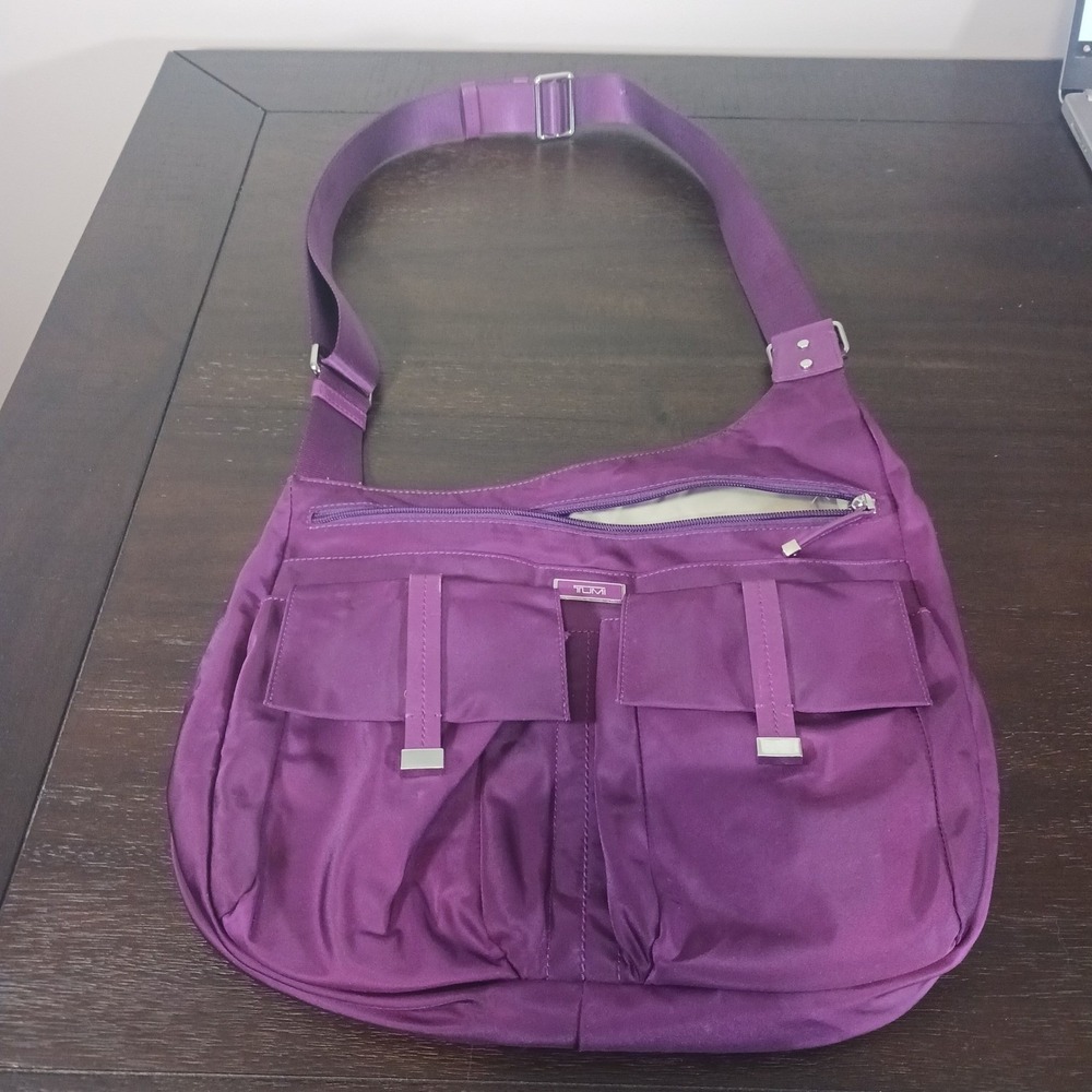 Tumi Purple Crossbody Bag Travel Organizer Nylon Shoulder Purse